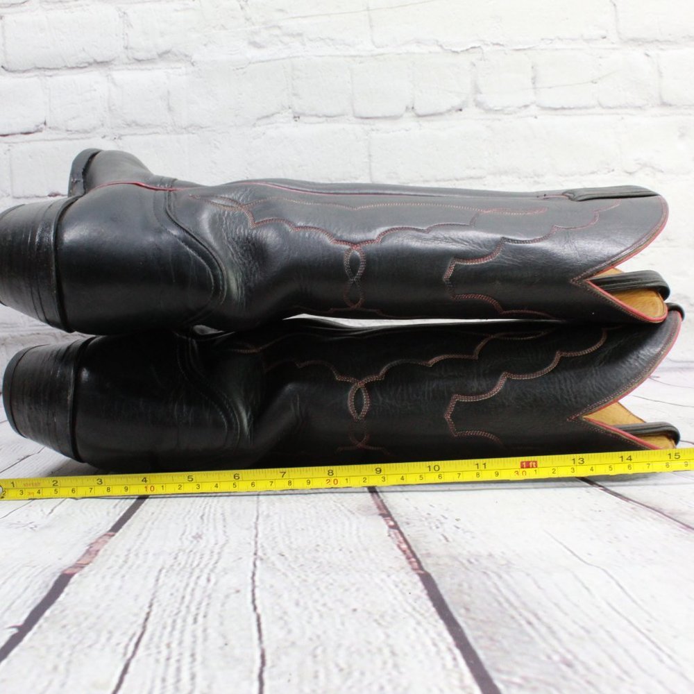 TONY LAMA Black Leather Western Cowboy Boots Style - Picture 8 of 9
